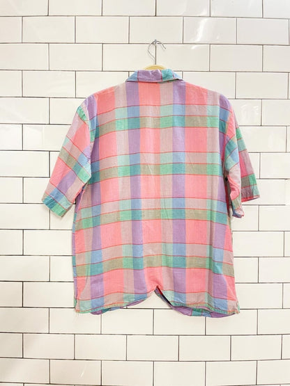vintage 80s impromptu pink plaid shirt - good market thrift store