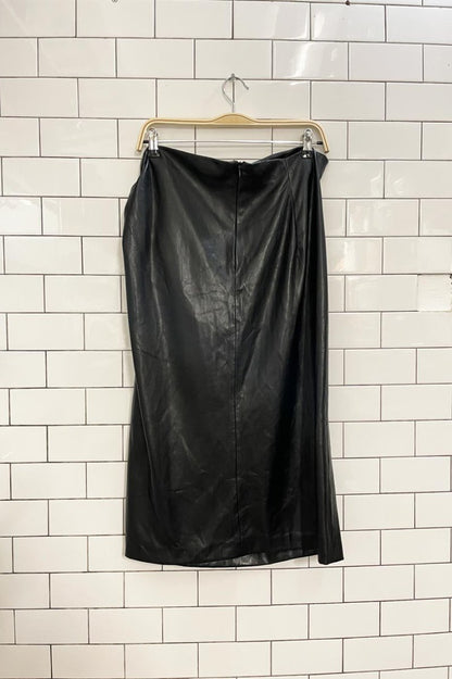 zara faux leather ruched side midi skirt - good market thrift store