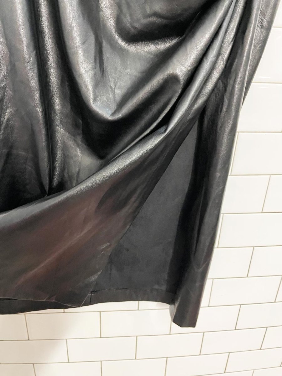 zara faux leather ruched side midi skirt - good market thrift store