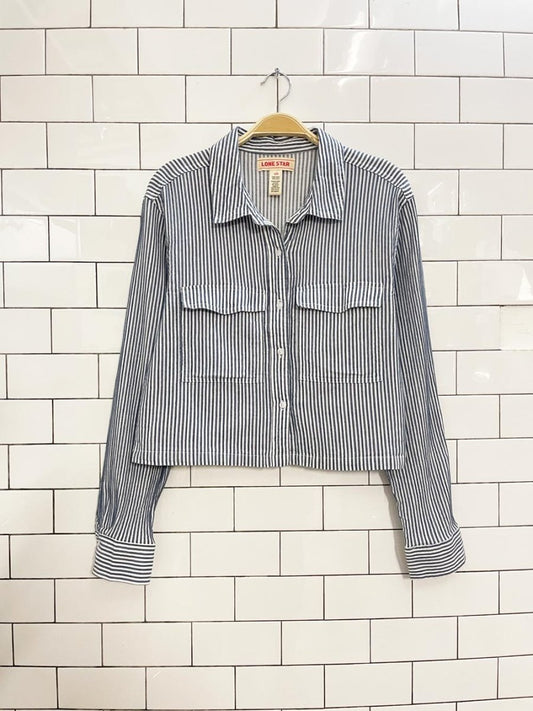 lone star ribbed stripe boxy crop shirt - good market thrift store