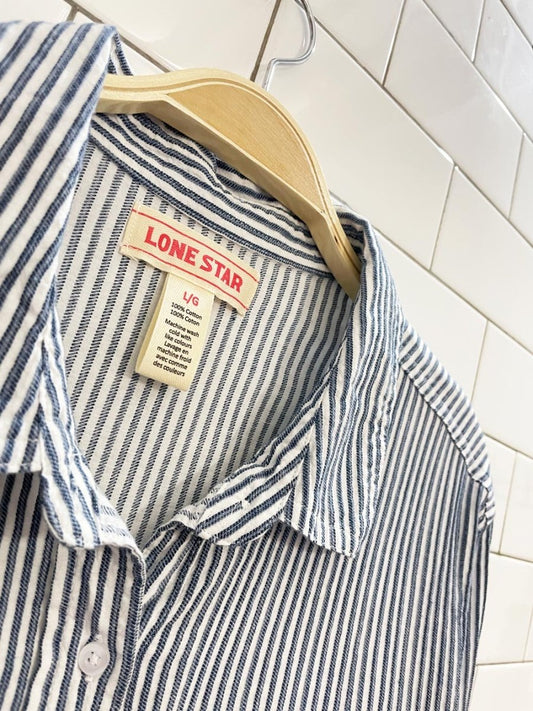 lone star ribbed stripe boxy crop shirt - good market thrift store