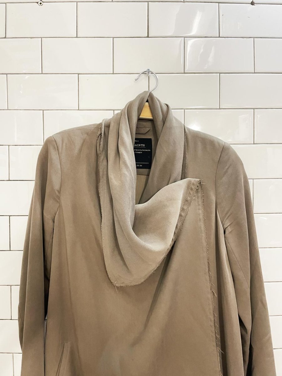 all saints asymmetrical drape front trench coat - good market thrift store