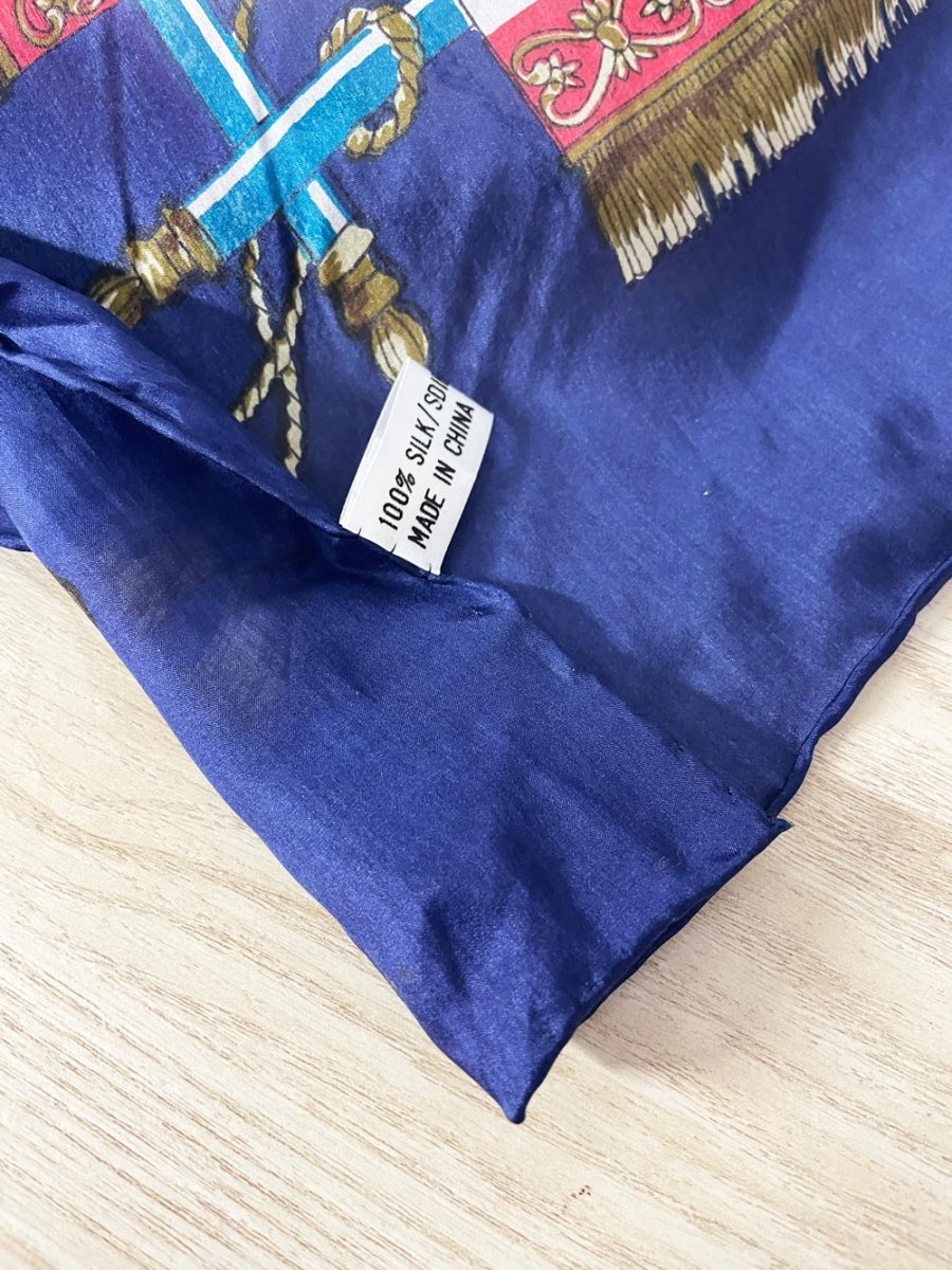 vintage 100% silk lion crest printed xl scarf - good market thrift store