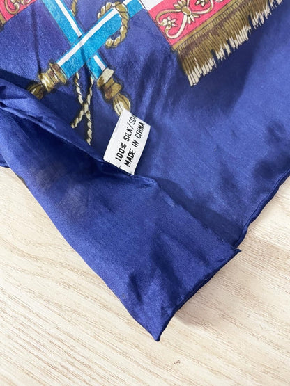 vintage 100% silk lion crest printed xl scarf - good market thrift store