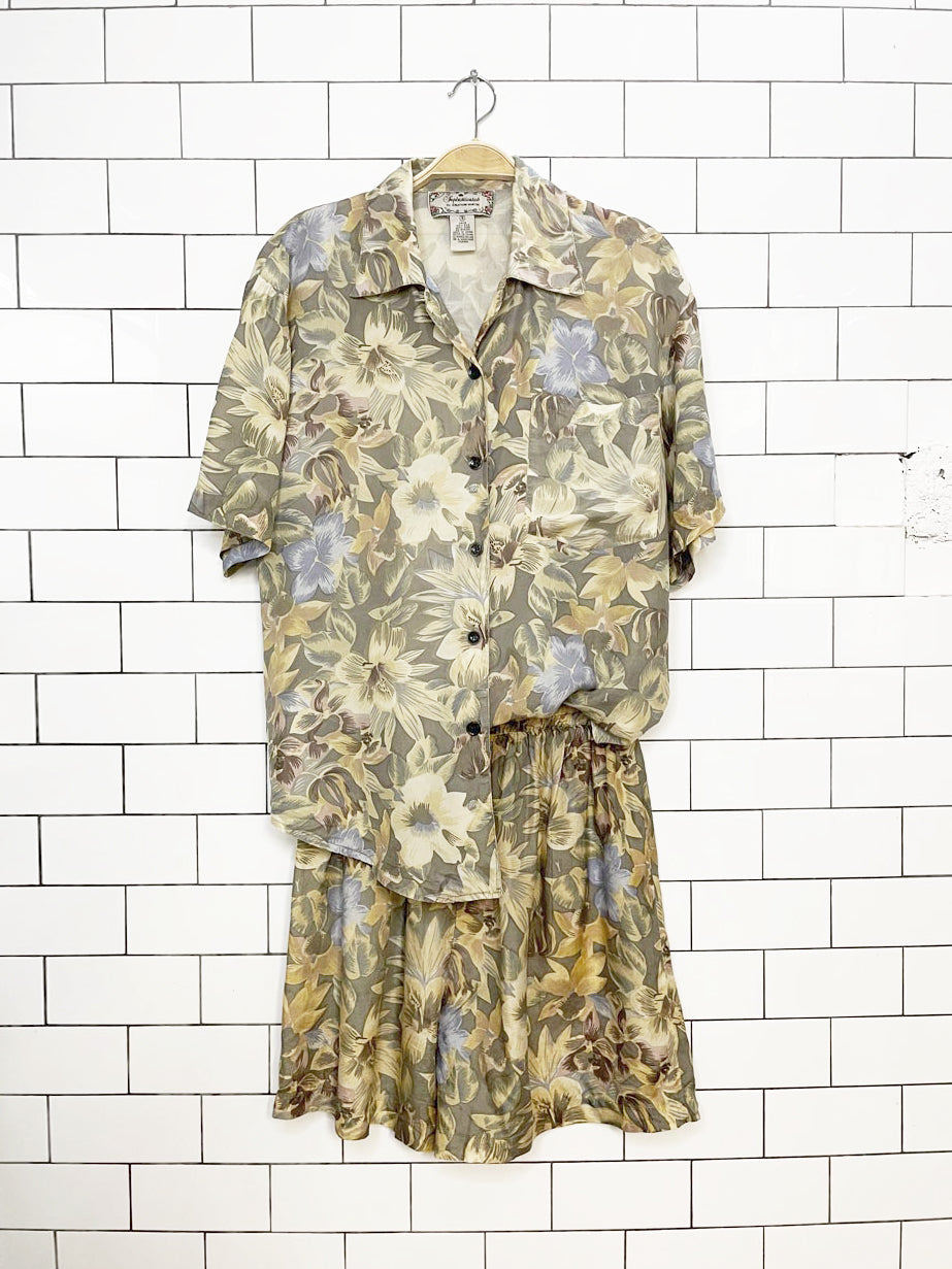 x2 vintage sophisticates 100% silk resort shirt + shorts set | jonathon martin
