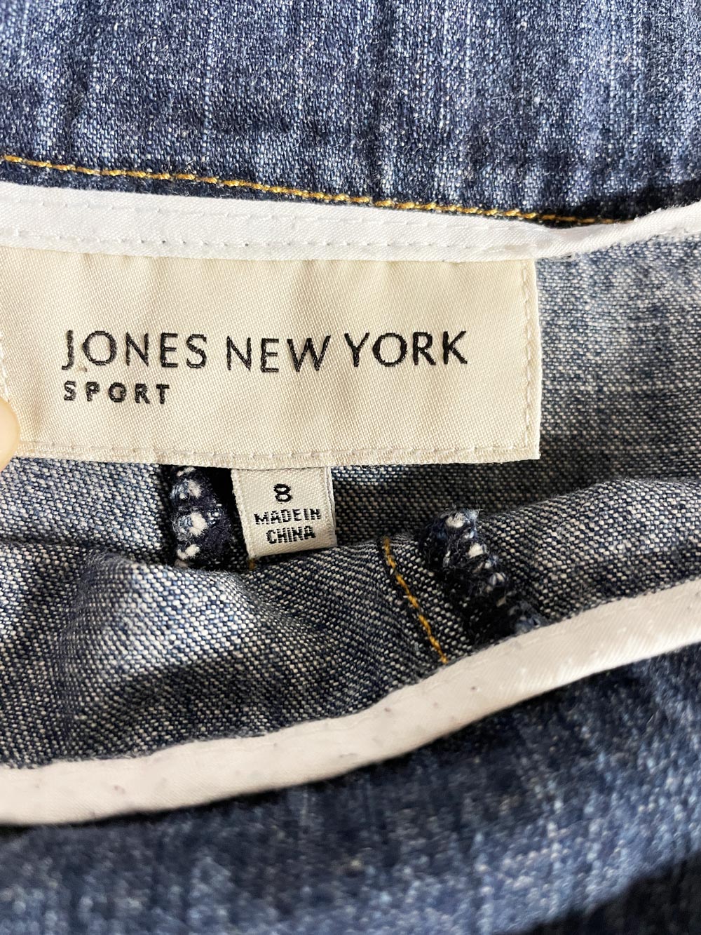 vintage 00s jones new york tulip hem denim knee-length skirt