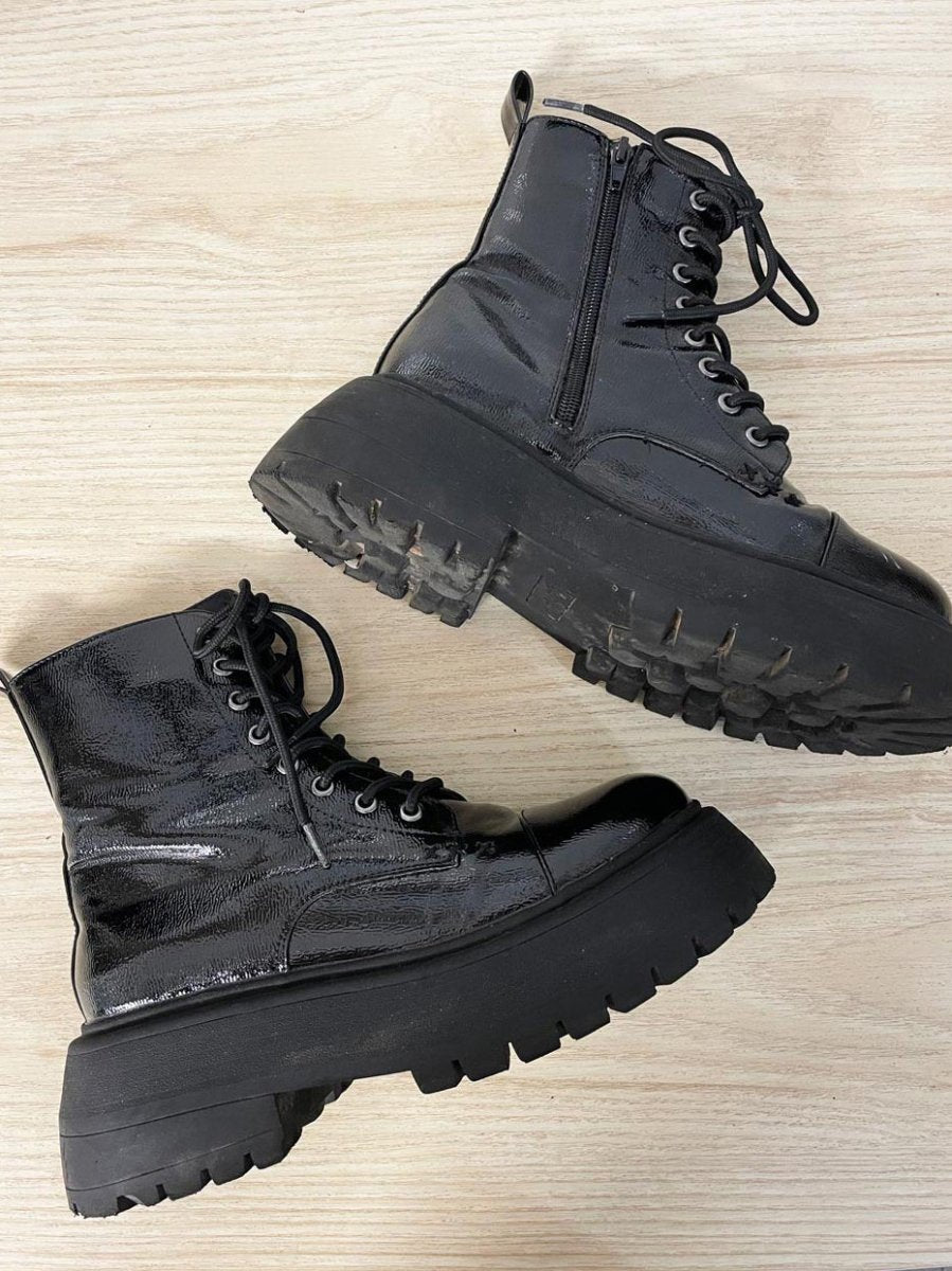 call it spring jadyn patent platform combat boot | lug sole - good market thrift store