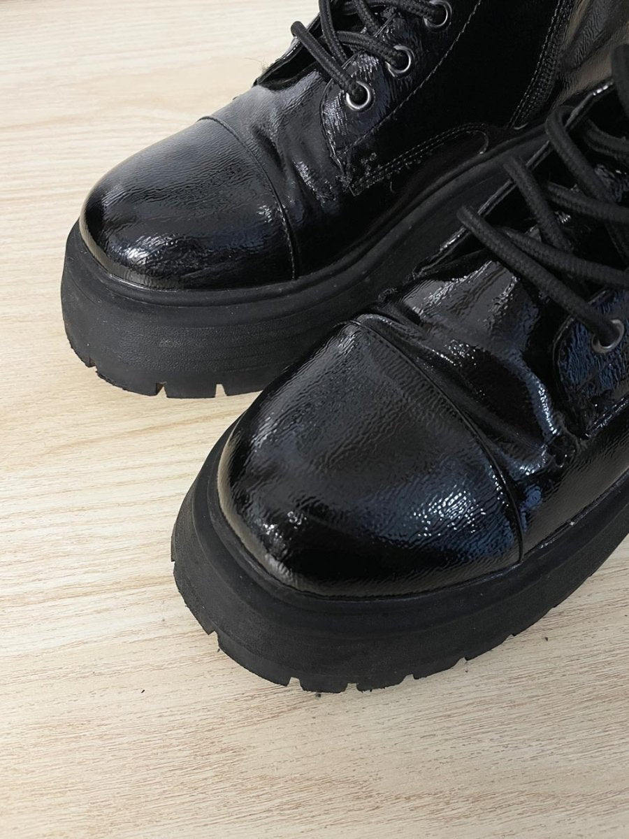 call it spring jadyn patent platform combat boot | lug sole - good market thrift store