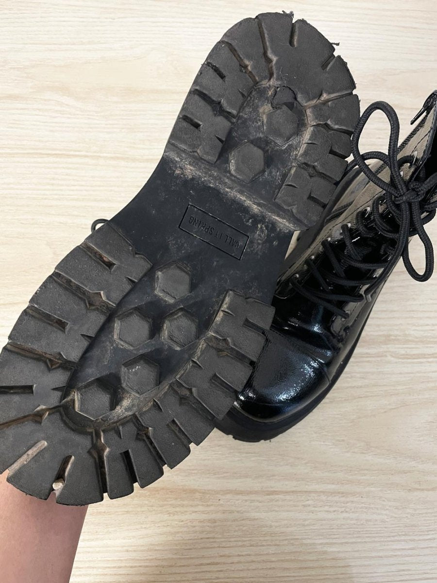 call it spring jadyn patent platform combat boot | lug sole - good market thrift store