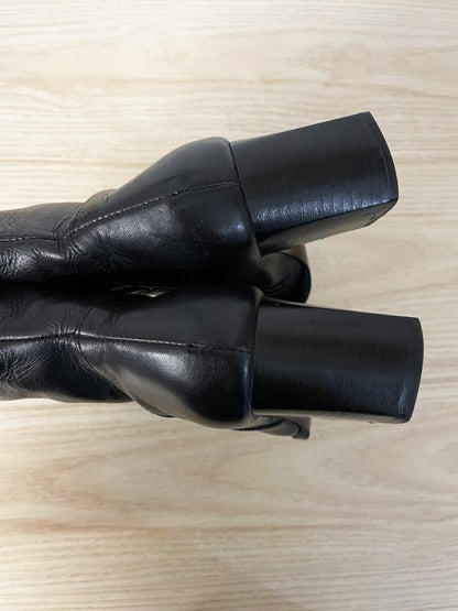 y2k leather square toe heeled boots - good market thrift store