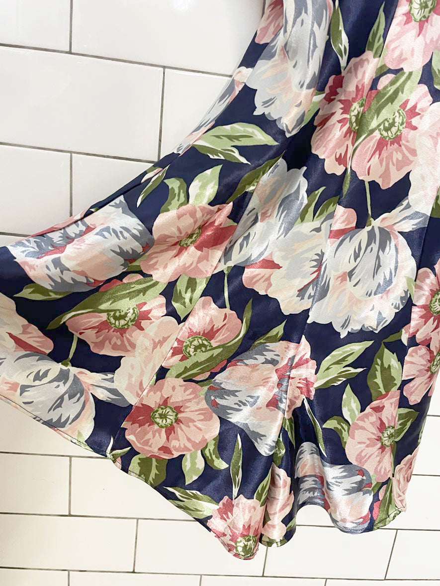 vintage lingerie cacique satin floral romper