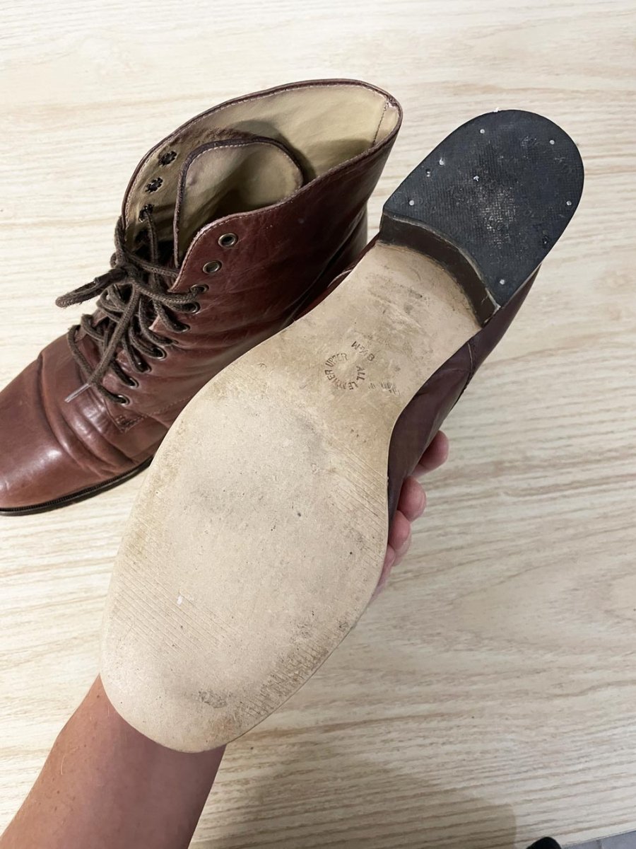 vintage 90s nine west leather minimal lace up heeled boot - good market thrift store
