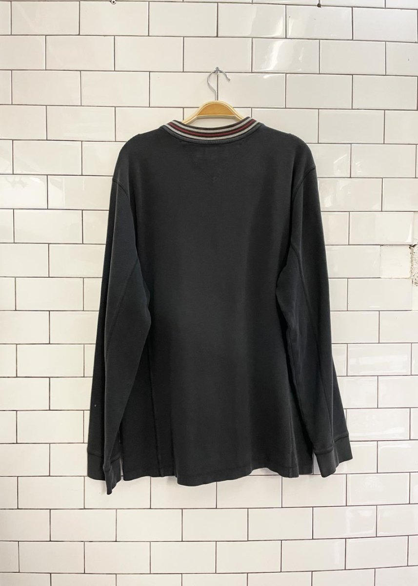 y2k tommy hilfiger v - neck ribbed long sleeve top - good market thrift store