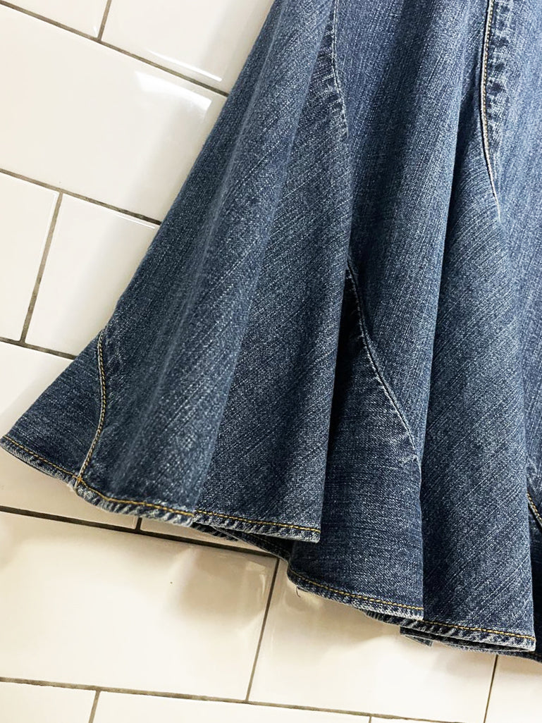 vintage 00s jones new york tulip hem denim knee-length skirt