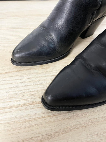 vintage 90s dingo leather western buckle heeled ankle boots - good market thrift store