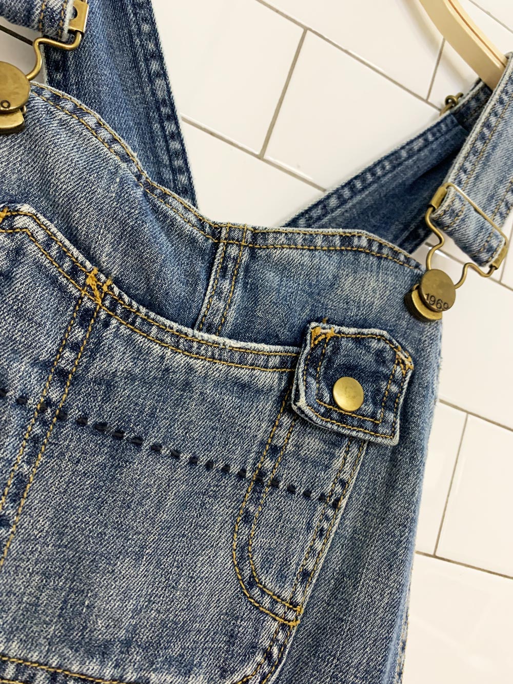 vintage 00s gap soft denim overall mini skirt