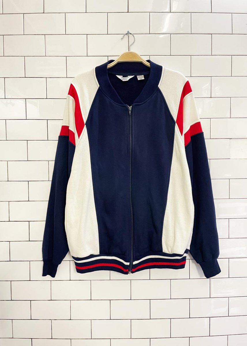 vintage 80s champions choice retro colourblock full zip sweatshirt - good market thrift store