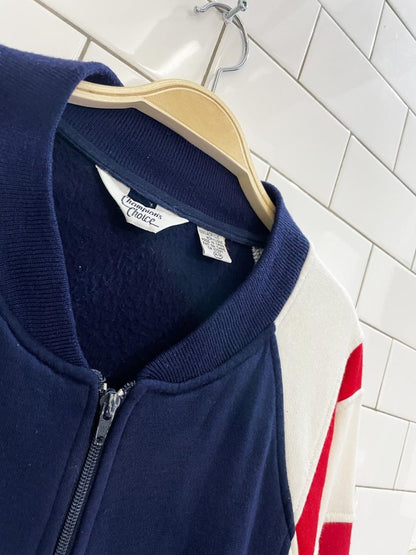 vintage 80s champions choice retro colourblock full zip sweatshirt - good market thrift store