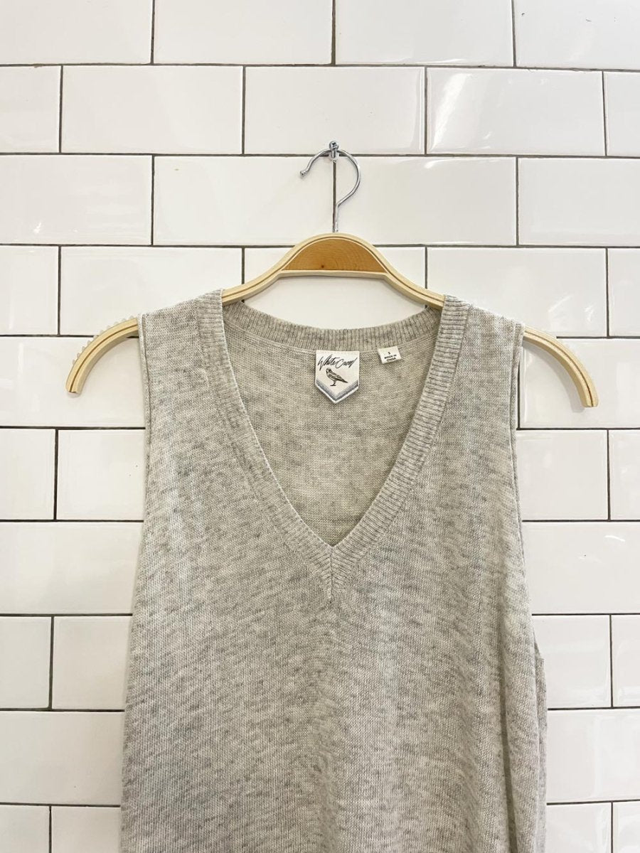 anthro white crow hi lo light knit vest - good market thrift store