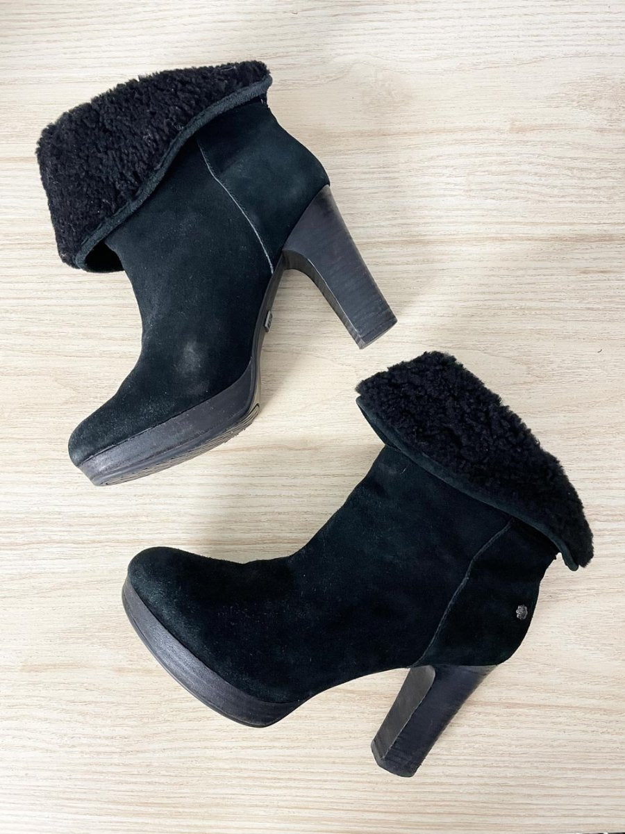 ugg dandelion sheepskin heeled suede boots - good market thrift store