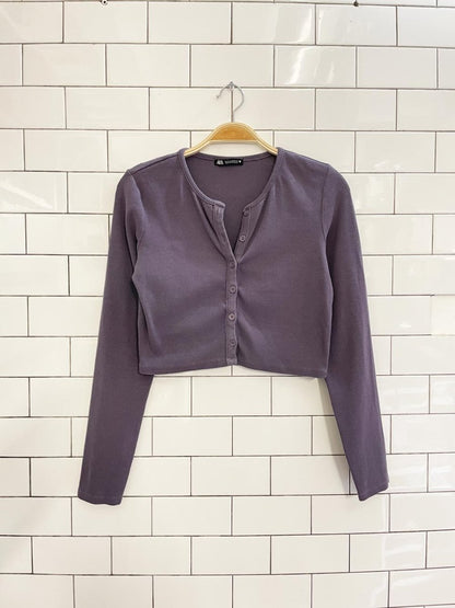 zara ribbed crop long sleeve cardigan top - good market thrift store