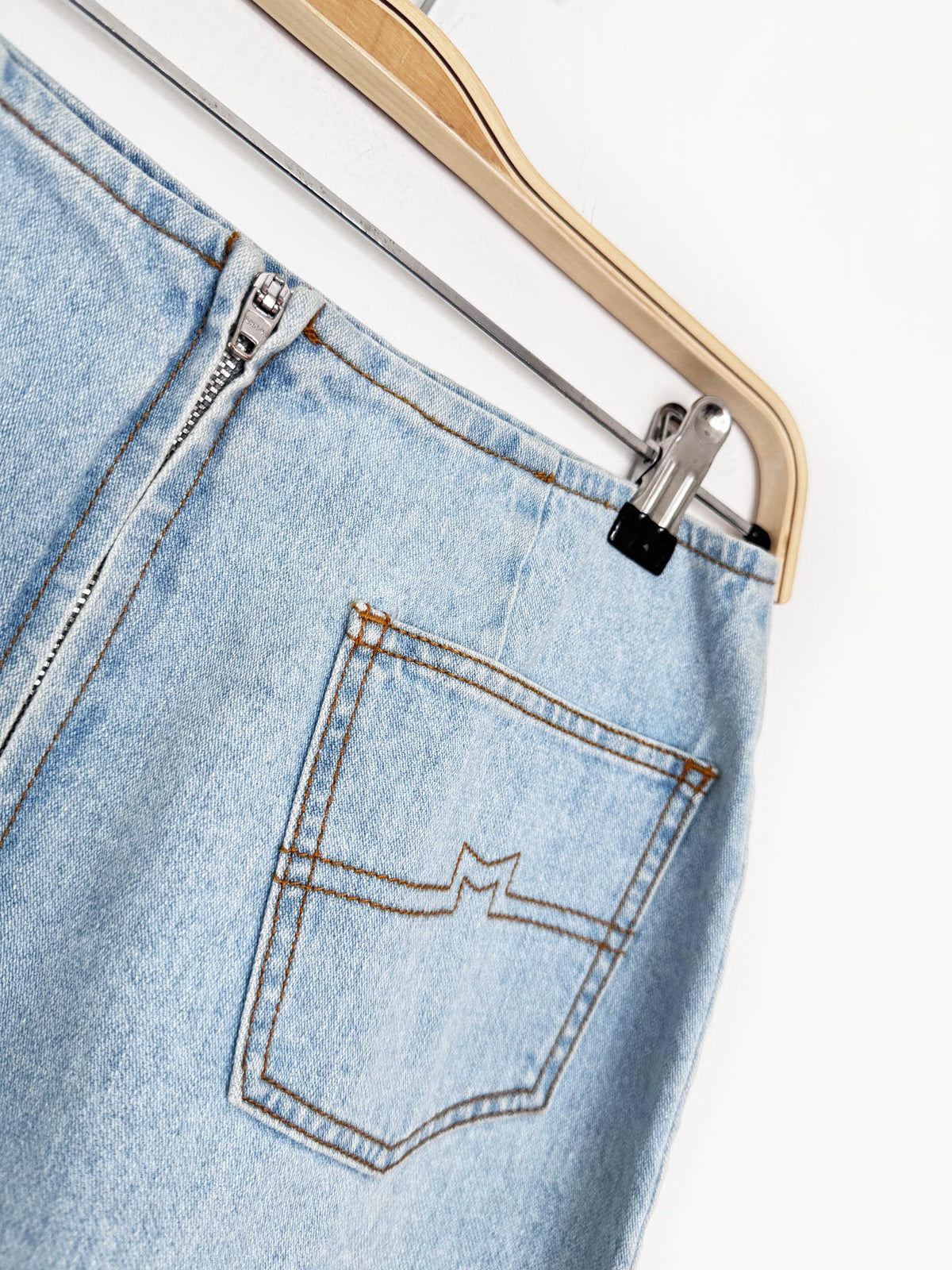 max mara back zip denim midi skirt | made in Italy