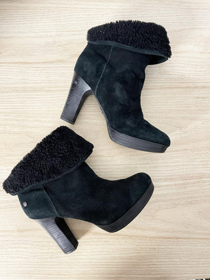 ugg dandelion sheepskin heeled suede boots - good market thrift store