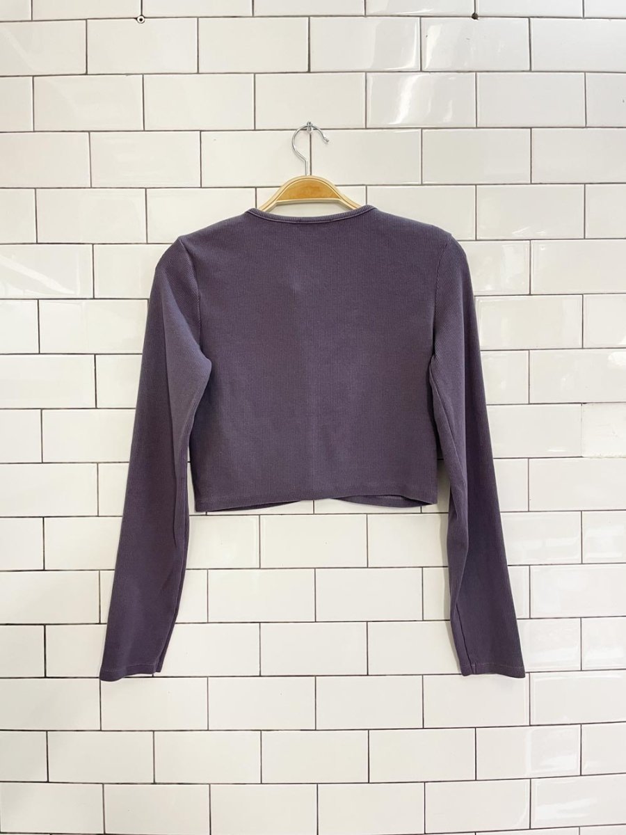 zara ribbed crop long sleeve cardigan top - good market thrift store