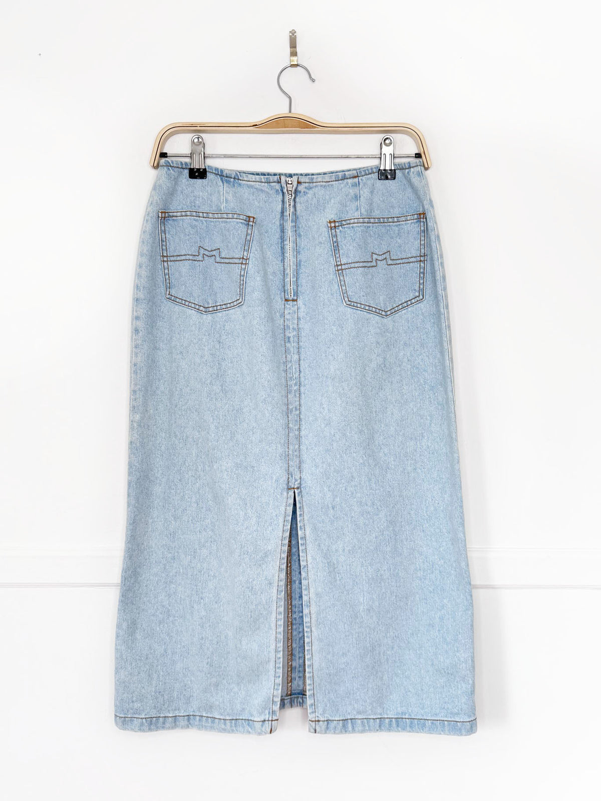 max mara back zip denim midi skirt | made in Italy
