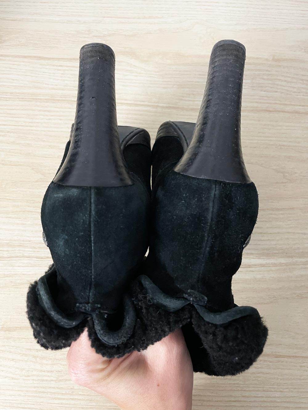 ugg dandelion sheepskin heeled suede boots - good market thrift store