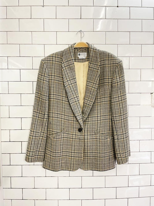 vintage 90s tc petites wool - blend houndstooth blazer - good market thrift store