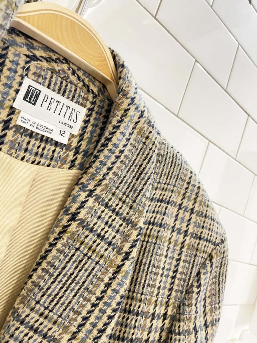 vintage 90s tc petites wool - blend houndstooth blazer - good market thrift store