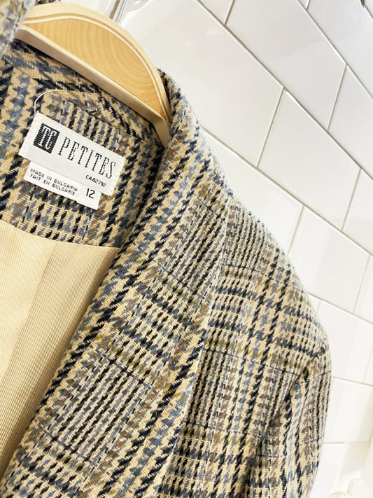 vintage 90s tc petites wool - blend houndstooth blazer - good market thrift store