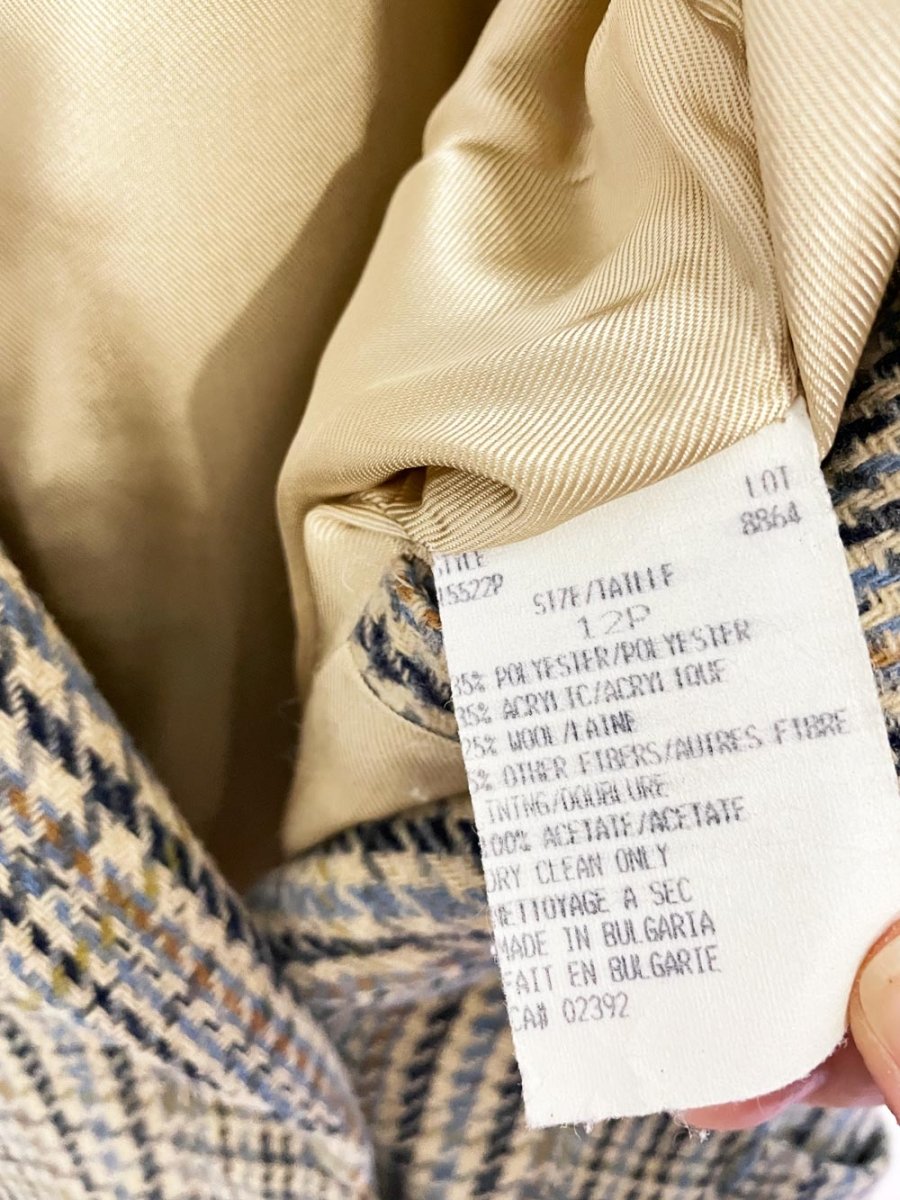 vintage 90s tc petites wool - blend houndstooth blazer - good market thrift store