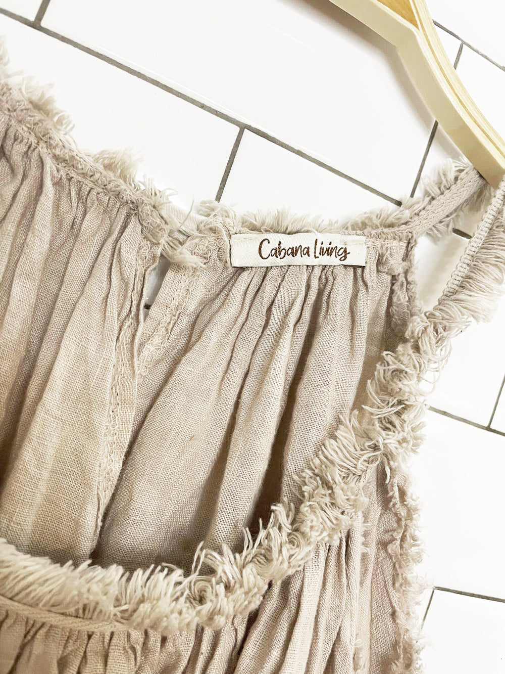 cabana living 100% linen raw edge relaxed resort maxi dress | made in Italy
