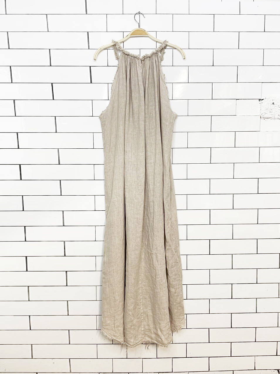 cabana living 100% linen raw edge relaxed resort maxi dress | made in Italy