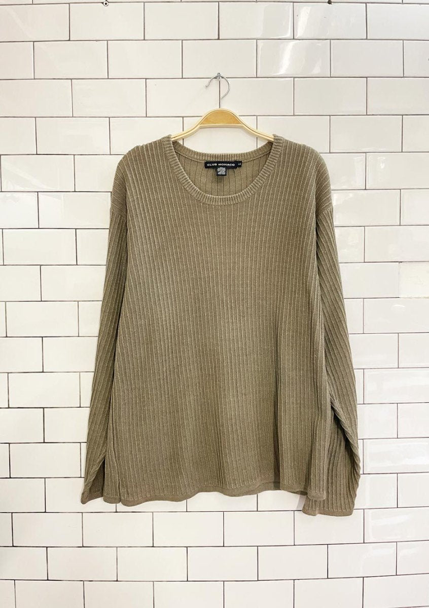 vintage 00s club monaco ramie - cotton slub knit top - good market thrift store