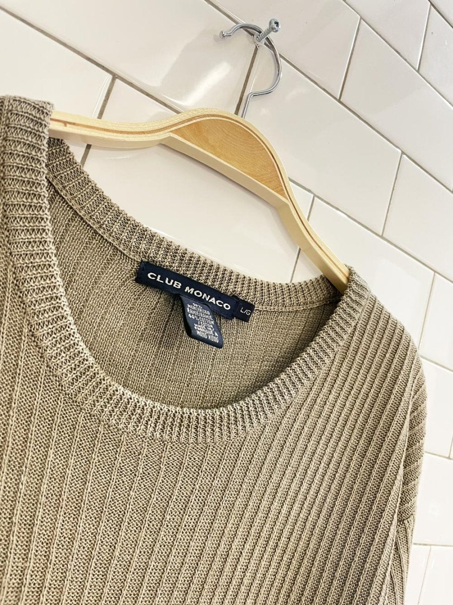 vintage 00s club monaco ramie - cotton slub knit top - good market thrift store
