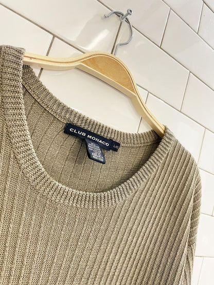 vintage 00s club monaco ramie - cotton slub knit top - good market thrift store