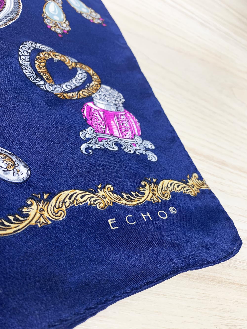 vintage echo 100% silk rectangle vanity scarf