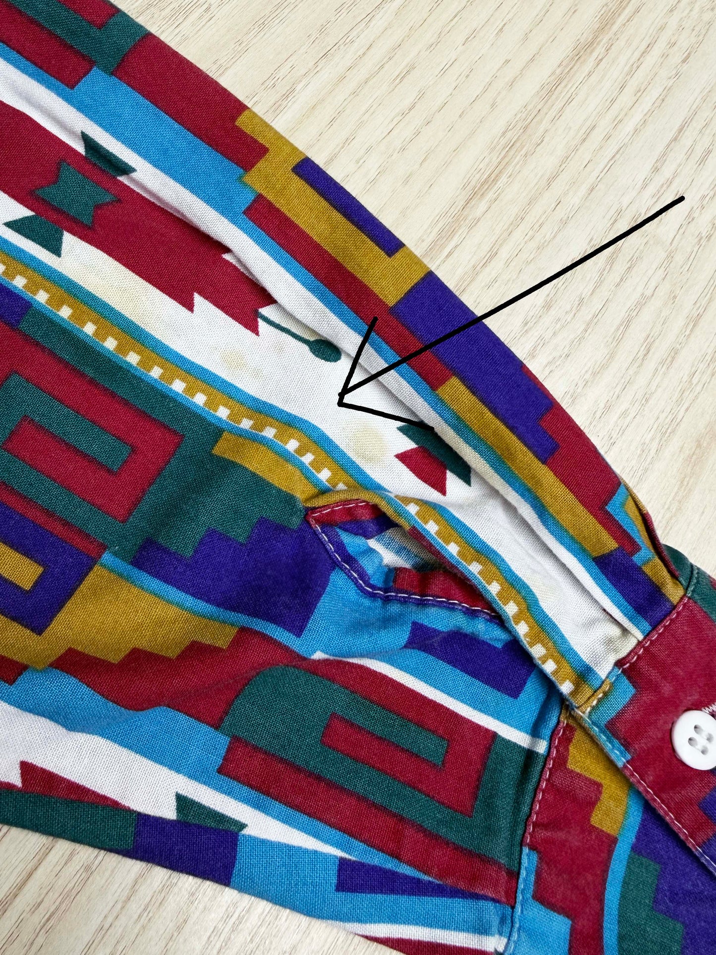 vintage 90s southwest canyon vibrant geometric western full button shirt