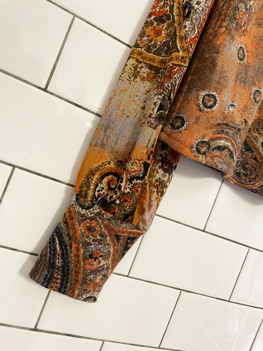 vintage linda lundstrom chiffon sleeve paisley knit 1/4 zip sweater - good market thrift store