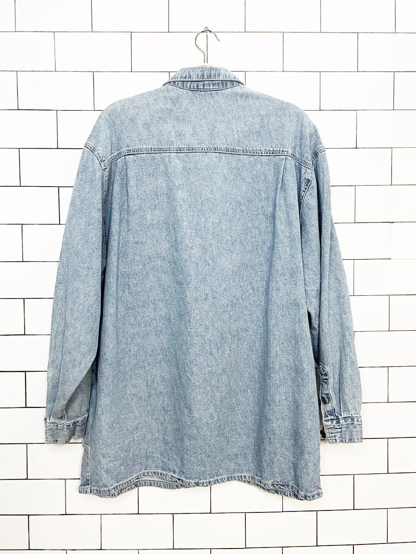 vintage 90s new york jeans soft light denim full zip chore jacket