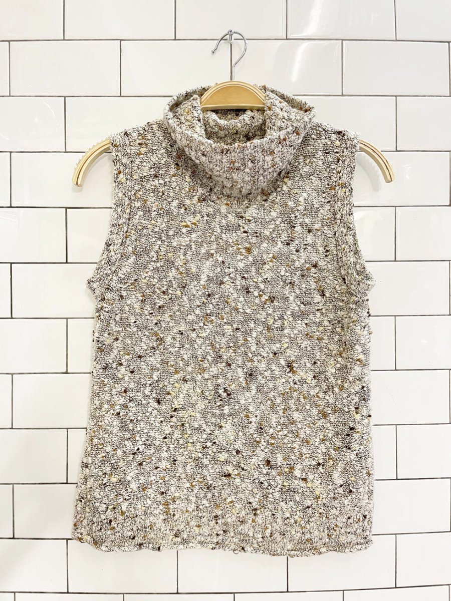 vintage boucle knit sleeveless turtleneck sweater vest - good market thrift store