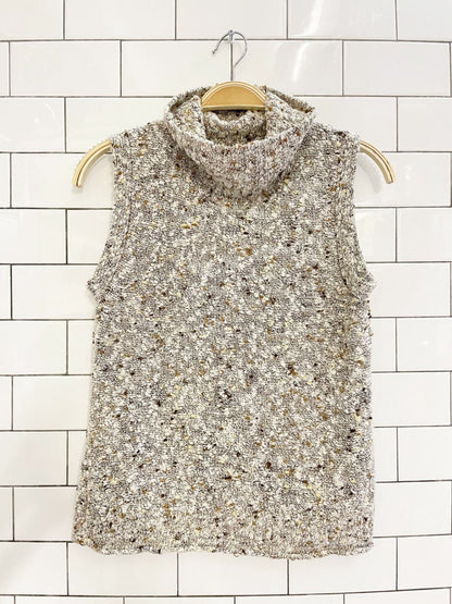 vintage boucle knit sleeveless turtleneck sweater vest - good market thrift store