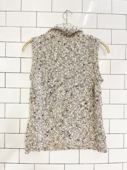 vintage boucle knit sleeveless turtleneck sweater vest - good market thrift store