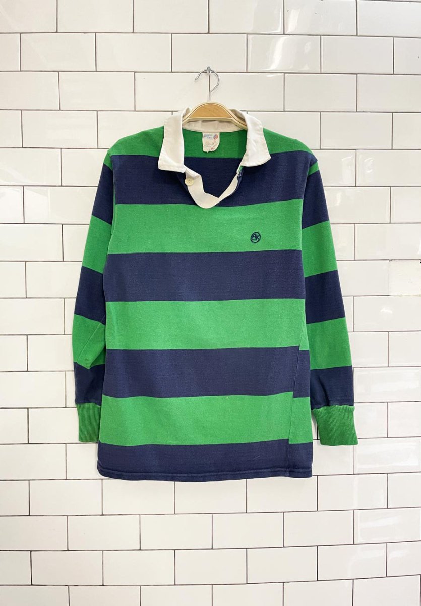 vintage athletic knits big stripe rugby polo - good market thrift store