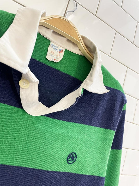 vintage athletic knits big stripe rugby polo - good market thrift store