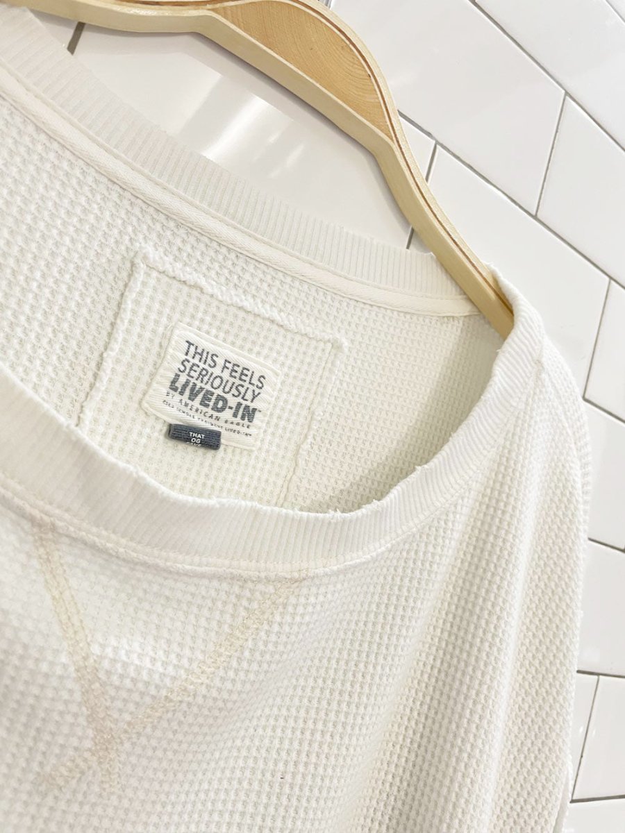 ae seriously lived in ovesized waffle sweatshirt - good market thrift store