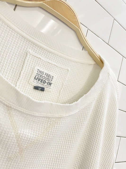 ae seriously lived in ovesized waffle sweatshirt - good market thrift store